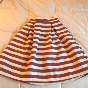Haute Monde White Rosewood Textured Stripe Skirt